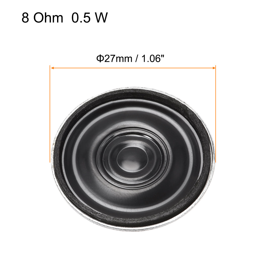 uxcell Uxcell 0.5W 8 Ohm DIY Magnetic Speaker 27mm Round Shape Replacement Loudspeaker for Building Intercom 4pcs
