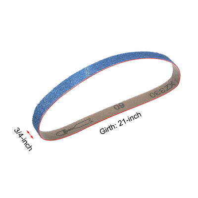 Harfington Uxcell 3/4-inch x 21-inch Sanding Belt 60 Grit Zirconia Sand Belts 5pcs