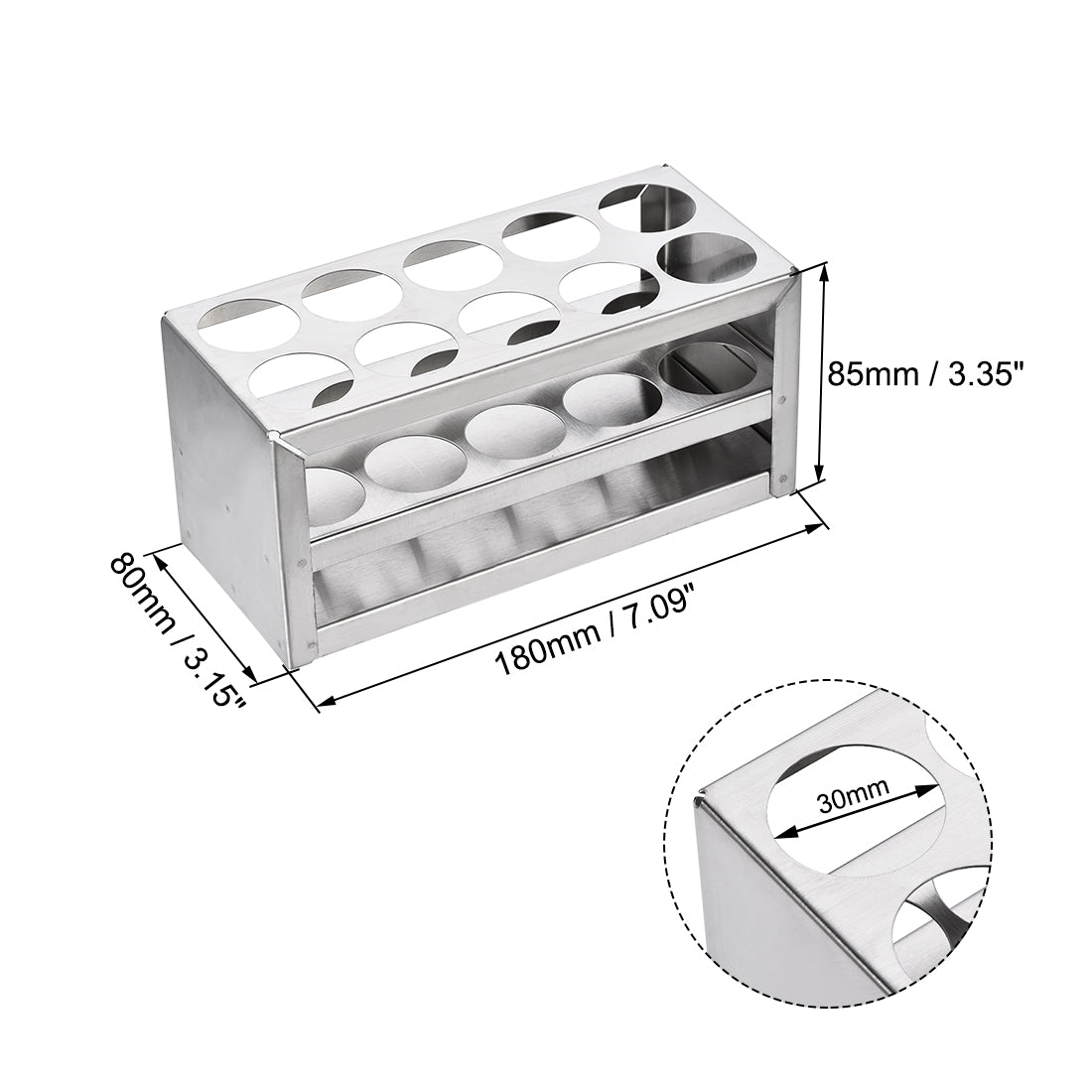 uxcell Uxcell Stainless Steel Test Tube Holder Rack 10 Hole 3 Layer for 26-29.5mm Tubes