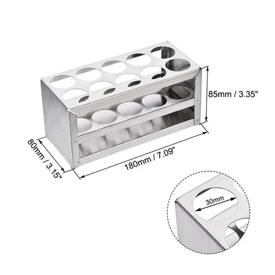 Harfington Uxcell Stainless Steel Test Tube Holder Rack 10 Hole 3 Layer for 26-29.5mm Tubes