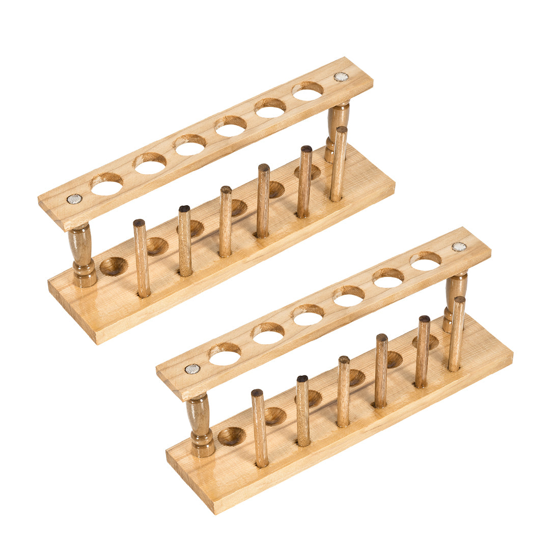 uxcell Uxcell Wooden Test Tube Holder Rack 6 Wells 6 Pins for 16-20mm Centrifuge Tubes 2Pcs
