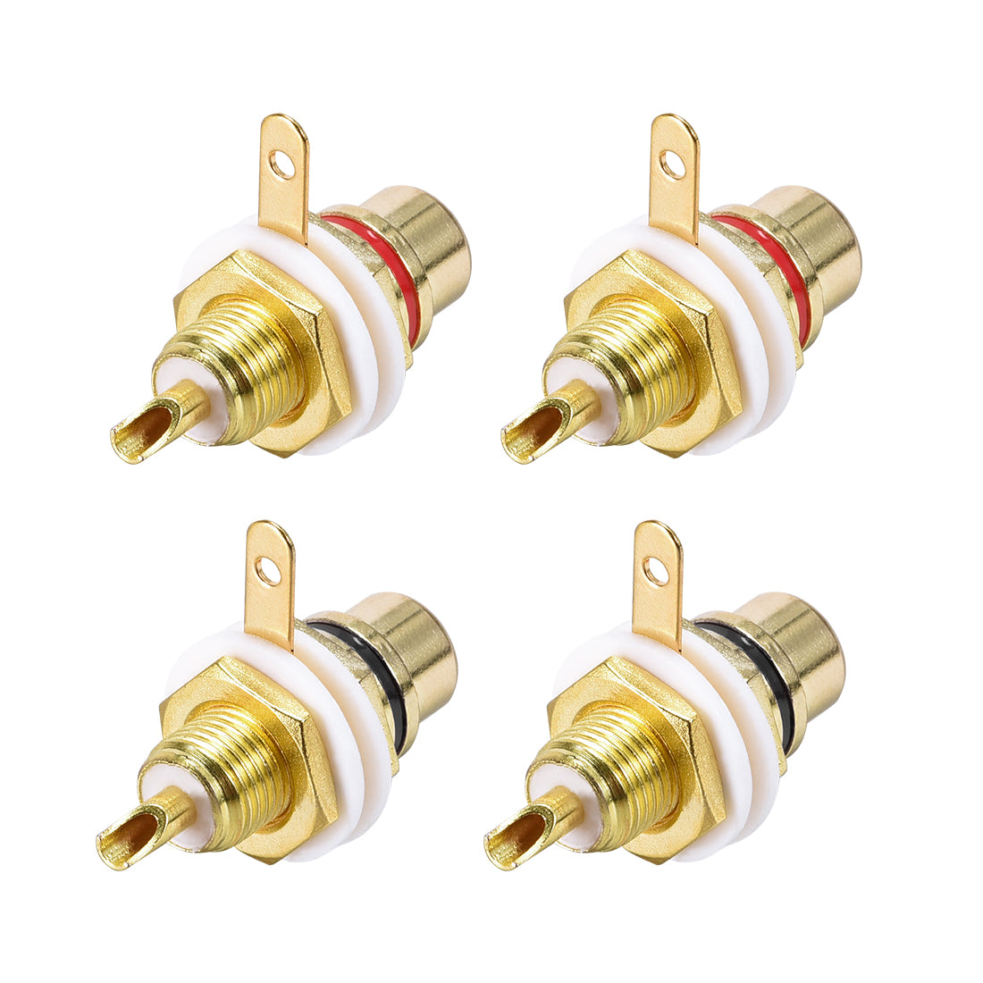 uxcell Uxcell RCA Female Panel Mount Chassis Socket Jack Connector for Amplifier Audio Terminal RCA Plug 4pcs