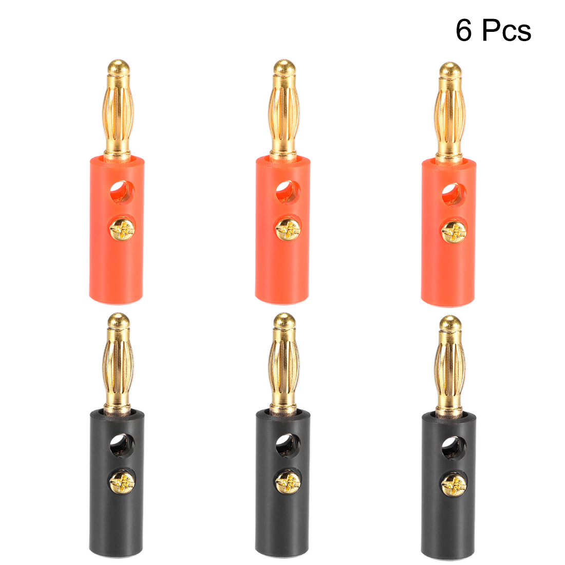 uxcell Uxcell 4mm Banana Speaker Wire Cable Screw Plugs Connectors 2 Colors 6pcs 10A Jack Connector