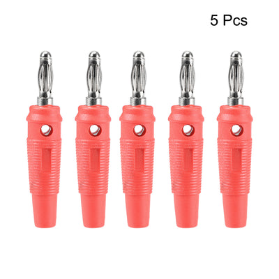 Harfington Uxcell 4mm Banana Speaker Plug Screws Cable Plugs Connectors Red 10A Jack Connector 5pcs