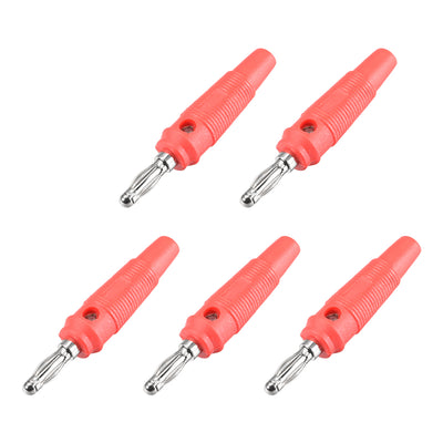 Harfington Uxcell 4mm Banana Speaker Plug Screws Cable Plugs Connectors Red 10A Jack Connector 5pcs