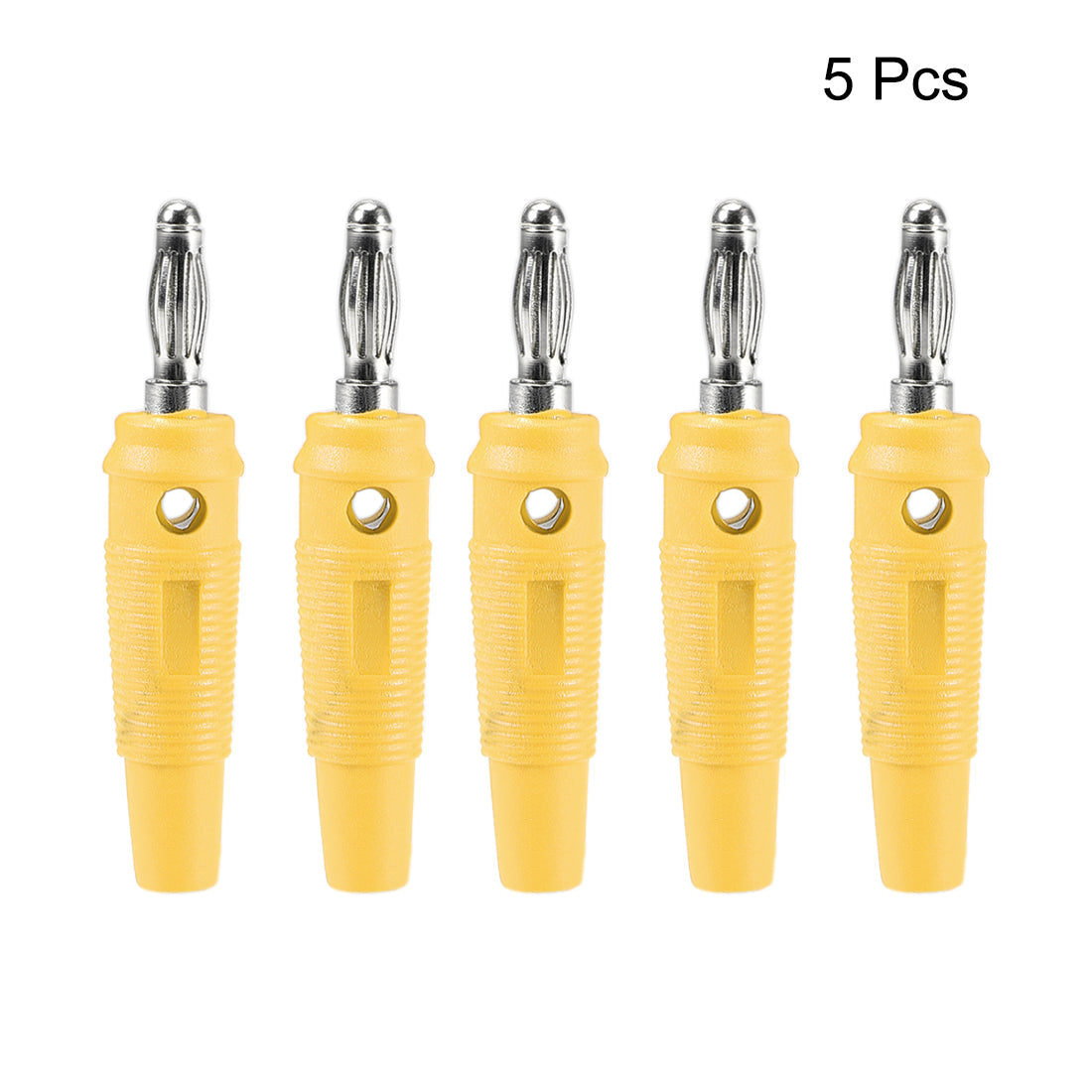 uxcell Uxcell 4mm Banana Speaker Plug Screws Cable Plugs Connectors Yellow 10A Jack Connector 5pcs