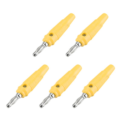 Harfington Uxcell 4mm Banana Speaker Plug Screws Cable Plugs Connectors Yellow 10A Jack Connector 5pcs