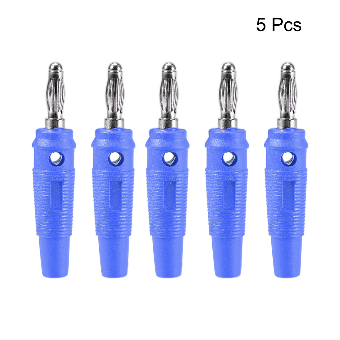 uxcell Uxcell 4mm Banana Speaker Plug Screws Cable Plugs Connectors Blue 10A Jack Connector 5pcs