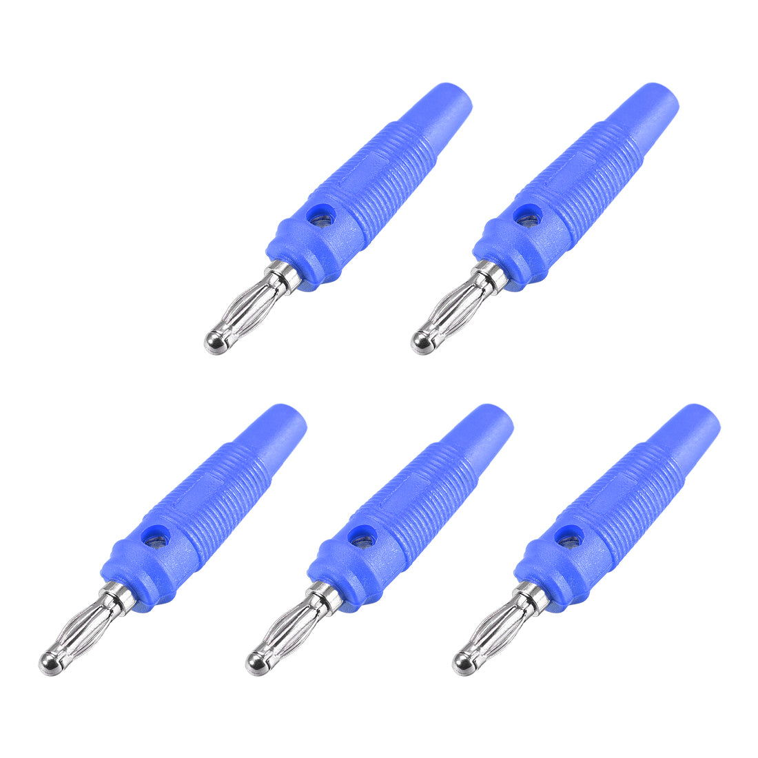 uxcell Uxcell 4mm Banana Speaker Plug Screws Cable Plugs Connectors Blue 10A Jack Connector 5pcs
