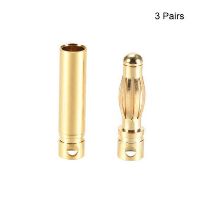 Harfington Uxcell 4mm Male and Female Banana Speaker Plug Cable Connectors Gold Tone Jack Connector 3 Pairs
