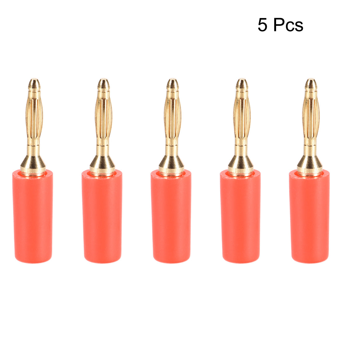 uxcell Uxcell 2mm Banana Speaker Wire Cable Plugs Connectors Gold Red 5pcs Jack Connector
