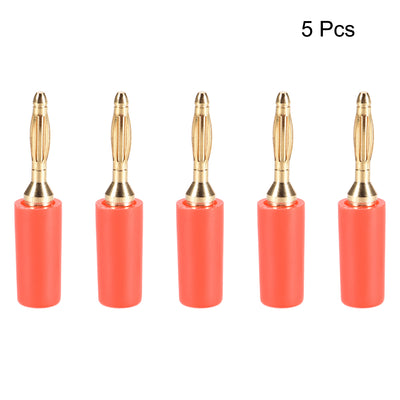 Harfington Uxcell 2mm Banana Speaker Wire Cable Plugs Connectors Gold Red 5pcs Jack Connector