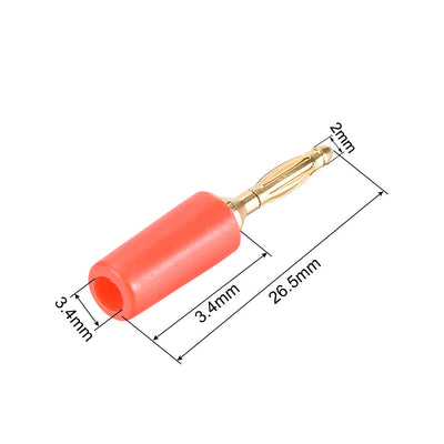 Harfington Uxcell 2mm Banana Speaker Wire Cable Plugs Connectors Gold Red 5pcs Jack Connector