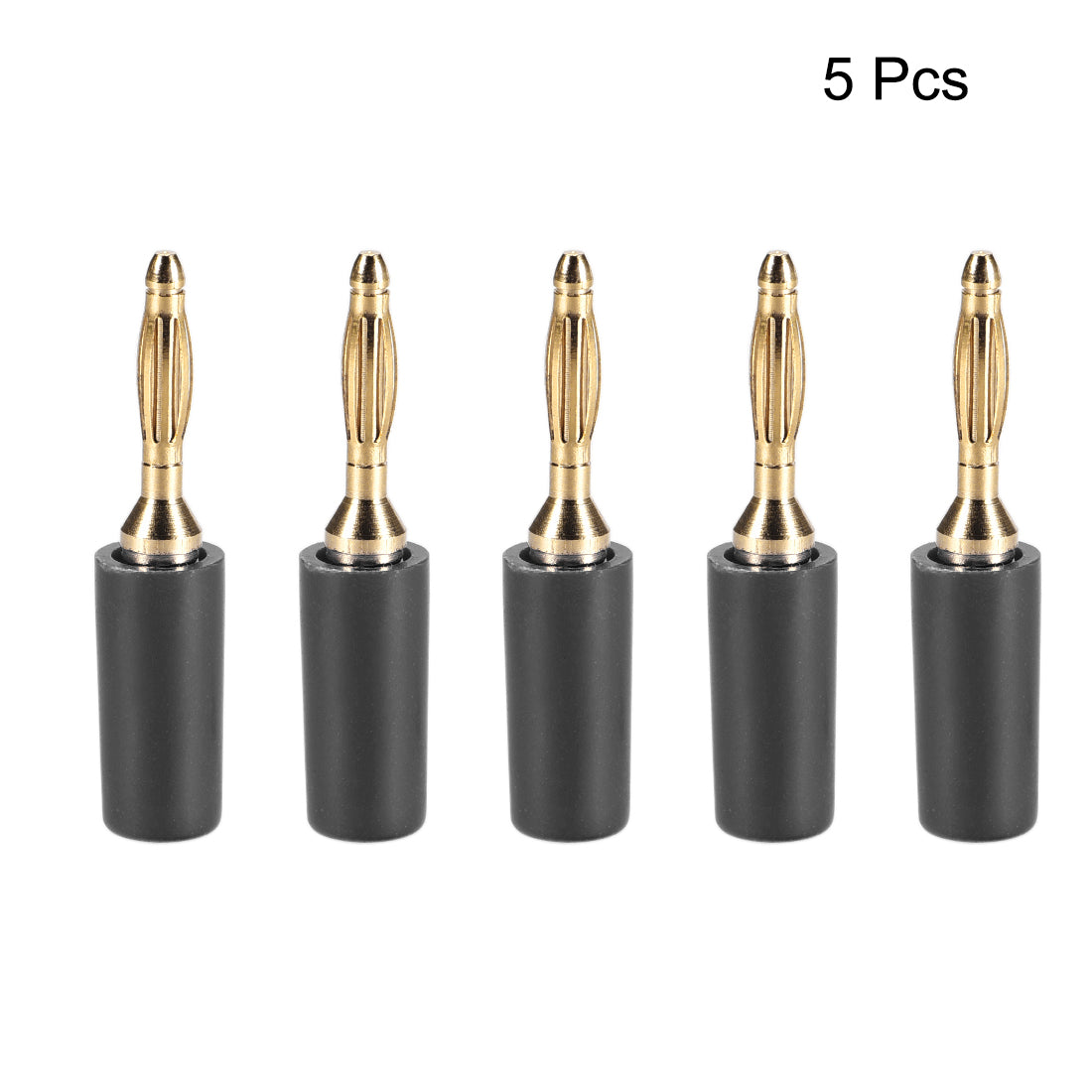 uxcell Uxcell 2mm Banana Speaker Wire Cable Plugs Connectors Gold Black 5pcs Jack Connector