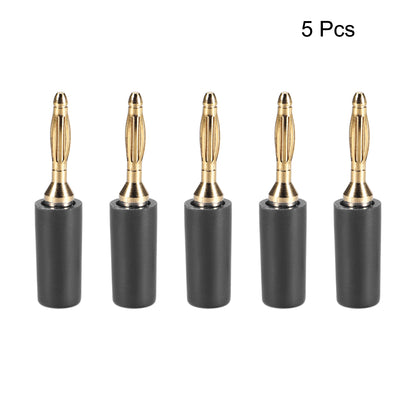 Harfington Uxcell 2mm Banana Speaker Wire Cable Plugs Connectors Gold Black 5pcs Jack Connector