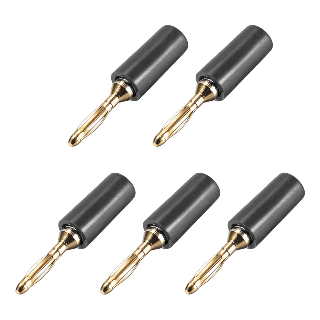 uxcell Uxcell 2mm Banana Speaker Wire Cable Plugs Connectors Gold Black 5pcs Jack Connector