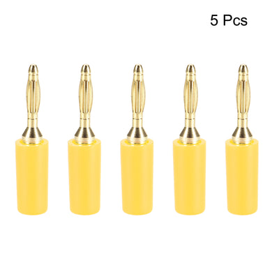 Harfington Uxcell 2mm Banana Speaker Wire Cable Plugs Connectors Gold Yellow 5pcs Jack Connector