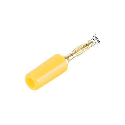 Harfington Uxcell 2mm Banana Speaker Wire Cable Plugs Connectors Gold Yellow 5pcs Jack Connector