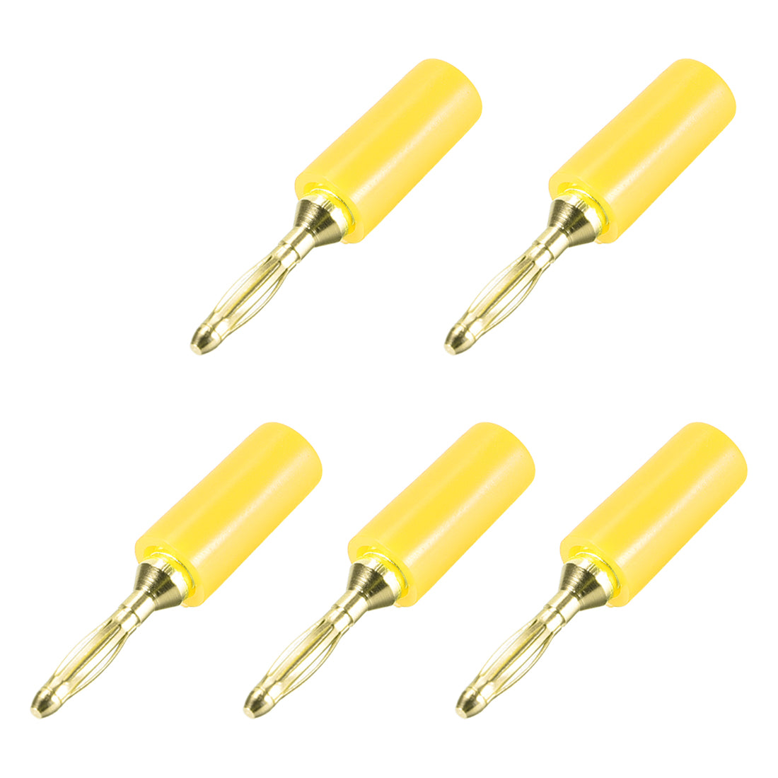 uxcell Uxcell 2mm Banana Speaker Wire Cable Plugs Connectors Gold Yellow 5pcs Jack Connector