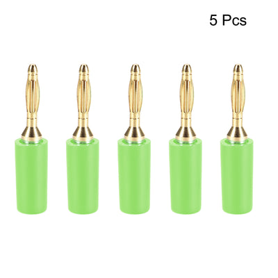 Harfington Uxcell 2mm Banana Speaker Wire Cable Plugs Connectors Gold Green 5pcs Jack Connector