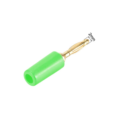 Harfington Uxcell 2mm Banana Speaker Wire Cable Plugs Connectors Gold Green 5pcs Jack Connector