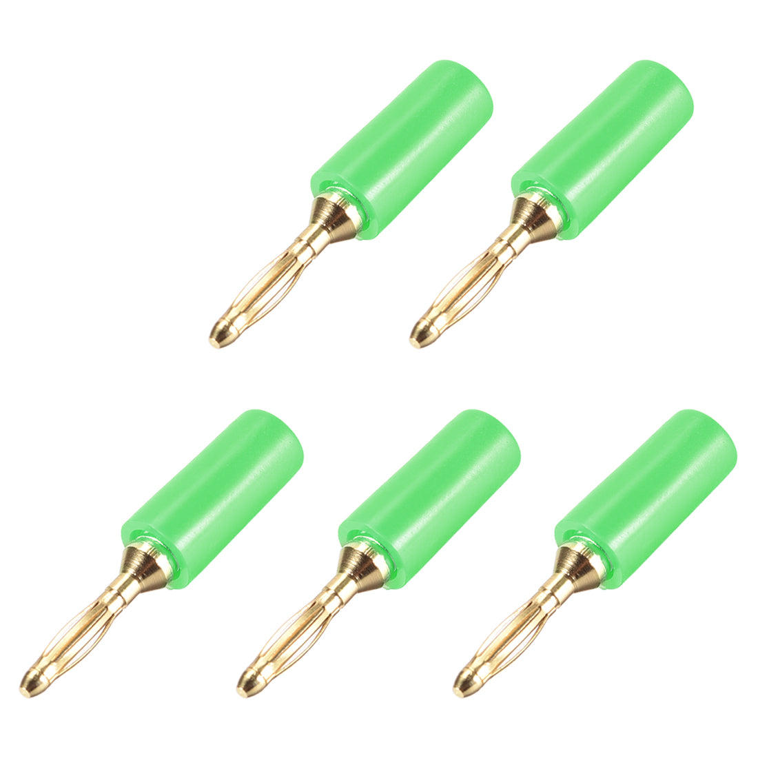 uxcell Uxcell 2mm Banana Speaker Wire Cable Plugs Connectors Gold Green 5pcs Jack Connector