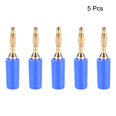 Harfington Uxcell 2mm Banana Speaker Wire Cable Plugs Connectors Gold Blue 5pcs Jack Connector