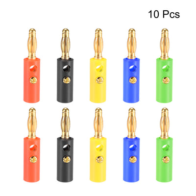 Harfington Uxcell 4mm Banana Speaker Wire Cable Screw Plugs Connectors 5 Colors 10pcs Jack Connector