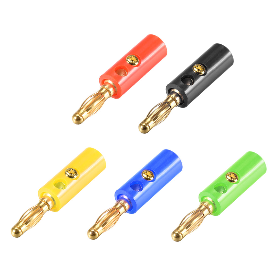 uxcell Uxcell 4mm Banana Speaker Wire Cable Screw Plugs Connectors 5 Colors 10pcs Jack Connector