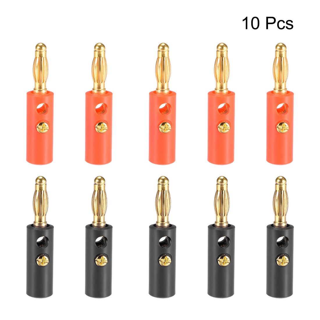 uxcell Uxcell 4mm Banana Speaker Wire Cable Screw Plugs Connectors 2-Colors 10pcs Jack Connector