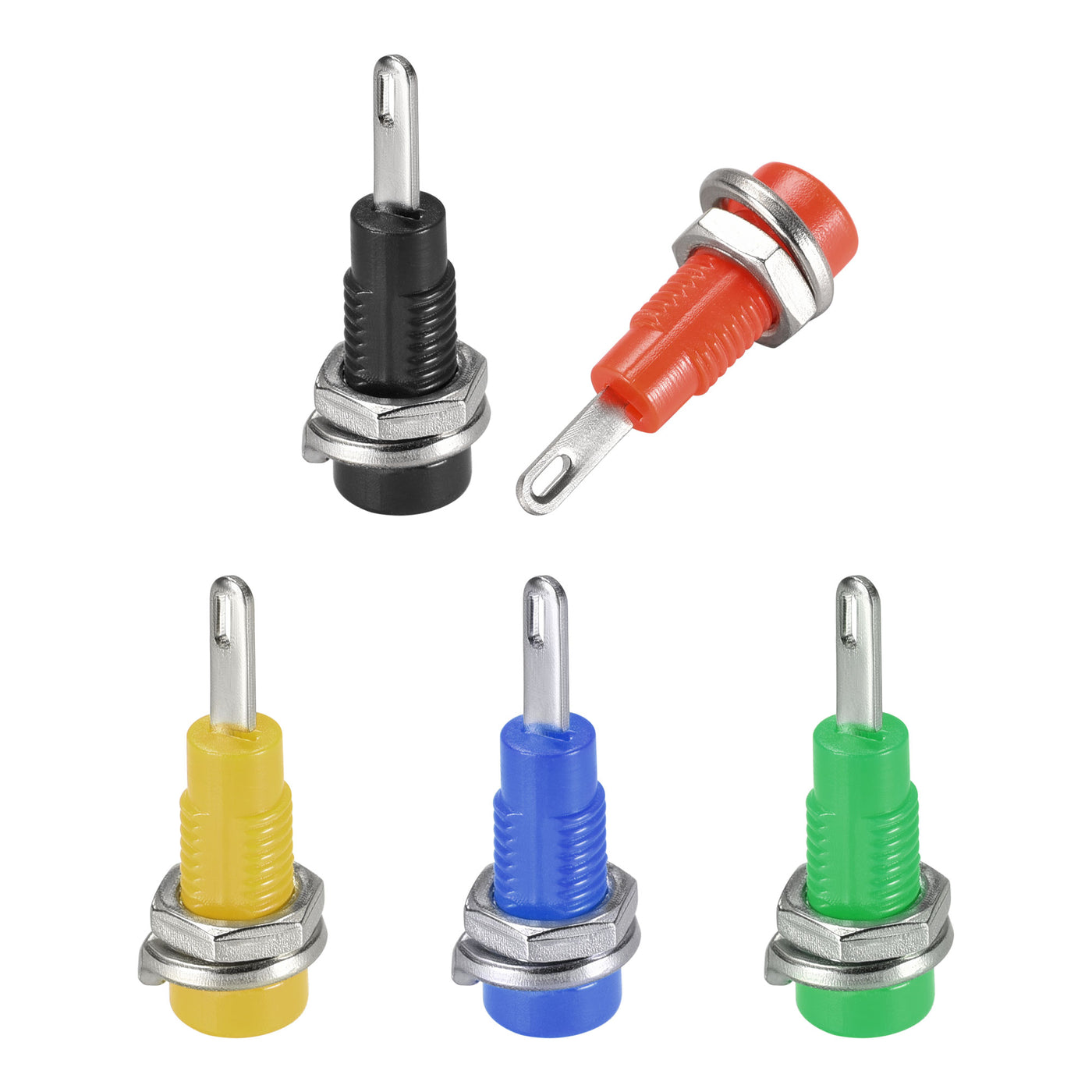 uxcell Uxcell 10pcs, 2mm Banana Jack Binding Post Female Socket Plug Terminal Connector for Loudspeaker Amplifier, Red Black Blue Green Yellow