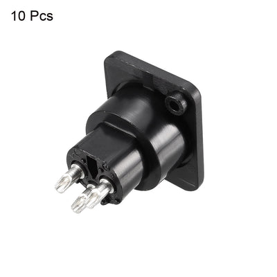 Harfington Uxcell 3-Pin XLR Female Jack Panel Mount For Microphone Connector Adapter Converter Audio Speaker Twist Lock 10Pcs YL3063