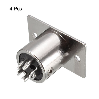 Harfington Uxcell 4-Pin XLR Male Jack Panel Mount For Microphone Connector Adapter Converter Audio Speaker Silver Tone 4Pcs YL3083
