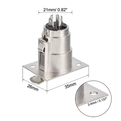 Harfington Uxcell 4-Pin XLR Female Jack Panel Mount For Microphone Connector Adapter Converter Audio Speaker Silver Tone 1Pcs YL3075