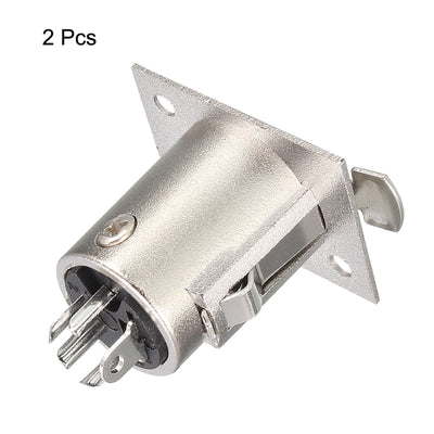 Harfington Uxcell 4-Pin XLR Female Jack Panel Mount for Microphone Connector Adapter Converter Audio Speaker Silver Tone 2Pcs YL3070-1-4P