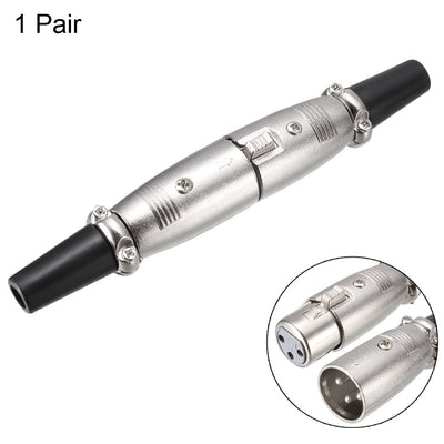 Harfington Uxcell 3-Pin XLR Male /Female Female Connector For Microphone Mic Cable Plug Connector Mic Audio Socket 1 pair