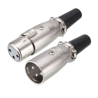 Harfington Uxcell 3-Pin XLR Male /Female Female Connector For Microphone Mic Cable Plug Connector Mic Audio Socket 1 pair