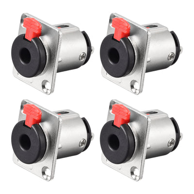Harfington Uxcell 6.35mm 1/4 Inch Female Stereo TRS Audio Socket Jack Connector Panel/Chassis Mount - 6.35mm Stereo Socket 4pcs