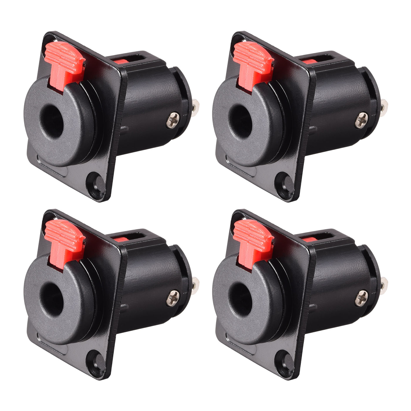 uxcell Uxcell 6.35mm 1/4 Inch Female Stereo TRS Audio Socket Jack Connector Panel/Chassis Mount - 6.35mm Stereo Socket Black 4pcs