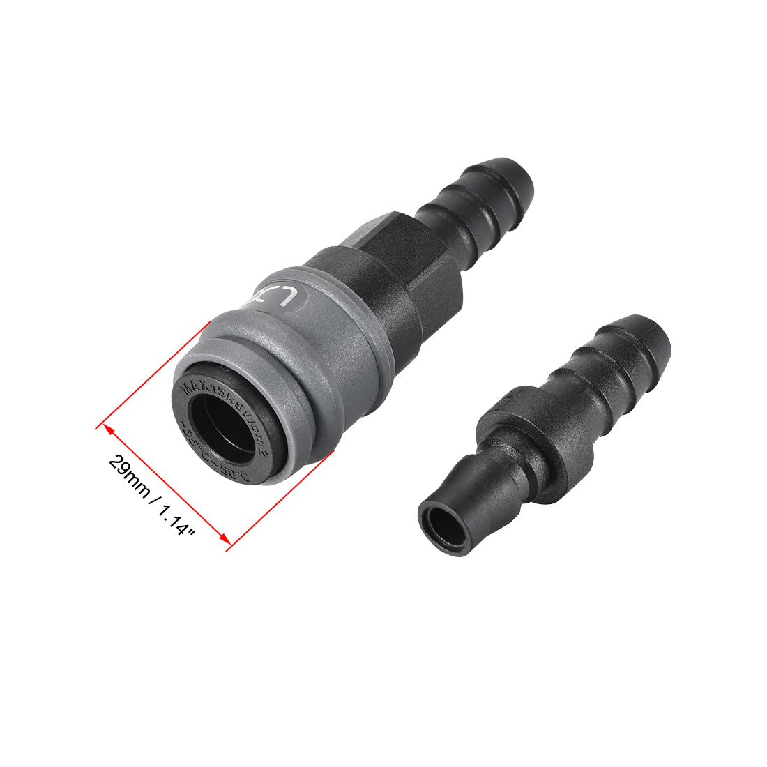 uxcell Uxcell Air Quick Coupler 40SH 40PH, POM Connector Plug Quick Disconnect 116.5mm Length for 12-13mm ID Tube 2 Set