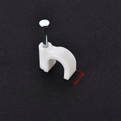 Harfington Uxcell Nail Cable Clips Wire Holder Round Fastener 7mm Clamps for Home Office Cords Management White 100Pcs