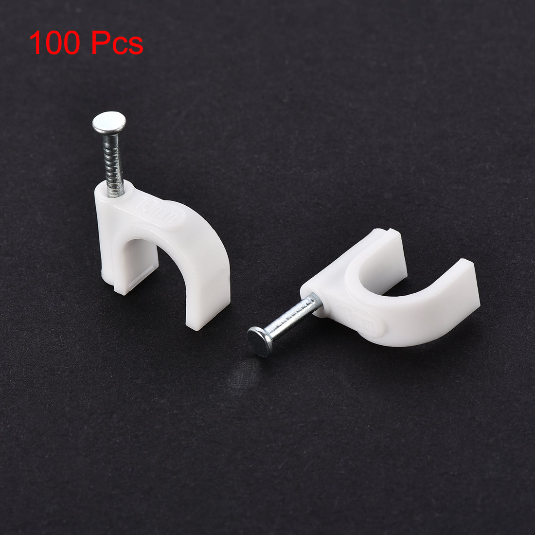 uxcell Uxcell Nail Cable Clips Wire Holder Round Fastener 10mm Clamps for Home Office Cords Management White 100Pcs