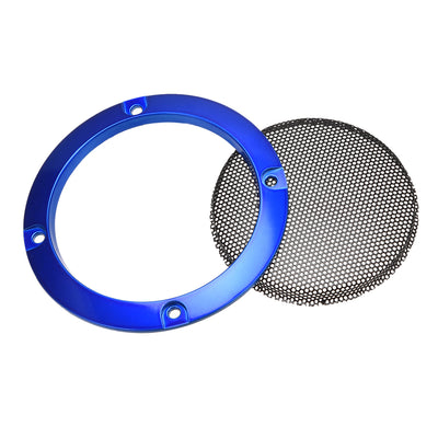 Harfington Uxcell Grill 3 Inch 95mm Mesh Circle Subwoofer Guard Protector Black and Blue 2pcs
