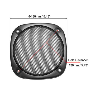 Harfington Uxcell Grill Cover 5 Inch 138mm Mesh Decorative Square Subwoofer Guard Protector Black