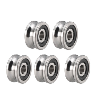Harfington Uxcell SG15 Deep U Groove Guide Bearing 5mmx17mmx8mm Double Sealed Bearings 5 Pcs