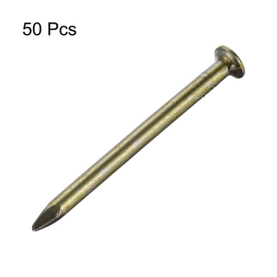 Harfington Uxcell Hardware Nails Carbon Steel Point Tip Wall Cement Nail 50mm(2-inch) Bronze Tone 50pcs