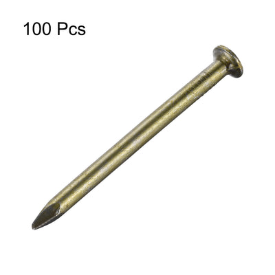 Harfington Uxcell Hardware Nails Carbon Steel Point Tip Wall Cement Nail 50mm(2-inch) Bronze Tone 100pcs
