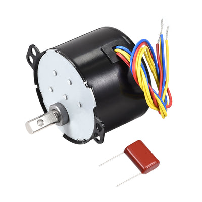 Harfington Uxcell AC 220V Electric Synchronous Motor Plastic Gear Turntable /C 5RPM 50-60HZ 6W 7mm Dia Eccentric Shaft with Hole
