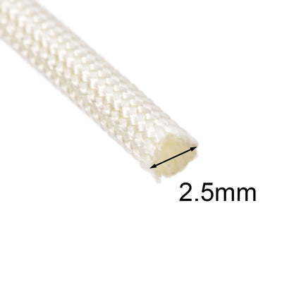 Harfington Uxcell Insulation Cable Protector, 33Ft-2.5mm High TEMP Fiberglass Sleeve White