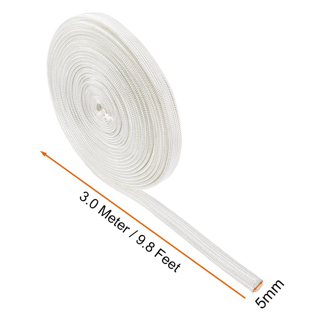 uxcell Uxcell Insulation Cable Protector, 9.8Ft-5mm High TEMP Fiberglass Sleeve White